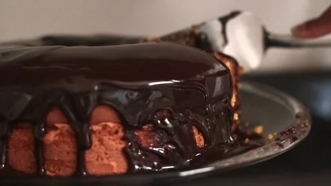 Cutting chocolate cake 02 Stock Footage 109026635