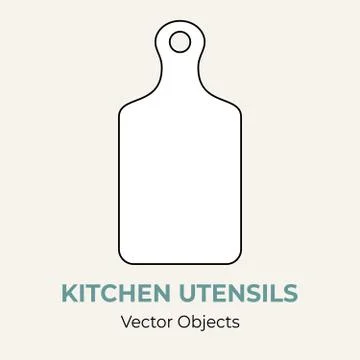 Cutting chopping board cookware simple form vector illustration. Vector line Stock Illustration