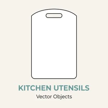 Cutting chopping board cookware simple form vector illustration. Vector line Stock Illustration