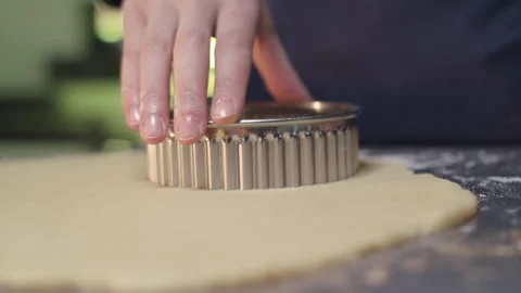 Cutting circles of dough Stock Footage 138580743