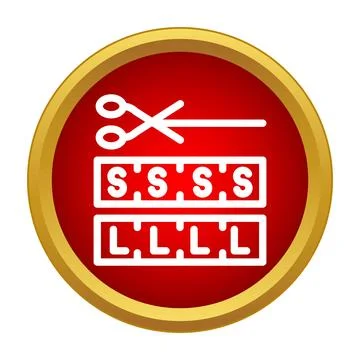 Cutting clothes size labels icon on a red button イラスト素材