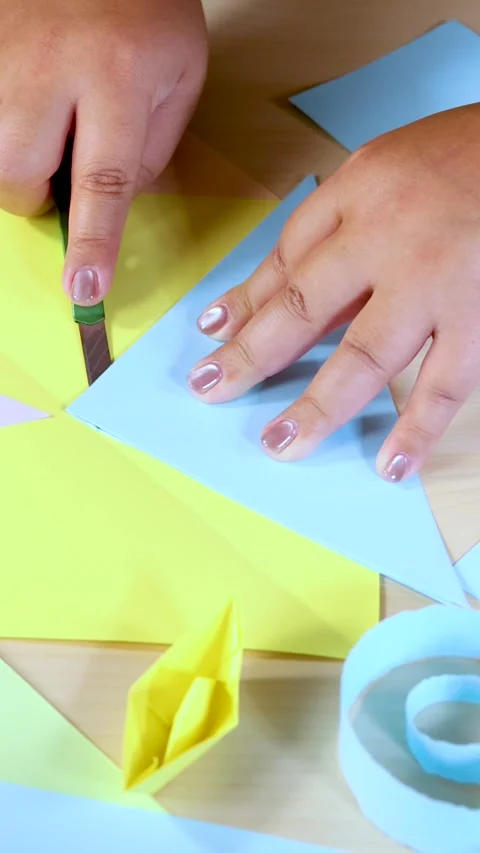 Cutting Colored Paper for Craft Project ... | Stock Video | Pond5