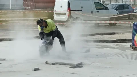 Cutting concrete floor Stock Footage 173233302