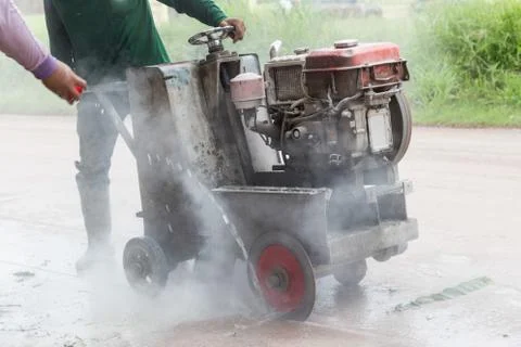 Cutting concrete Stock Photos