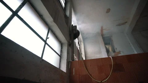 Cutting Concrete Wall Panel with Wall Saw. Construction and Demolition Work Stock Footage 288195700