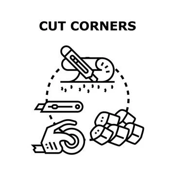 Cutting corners concept representing shortcuts and efficiency Stock Illustration