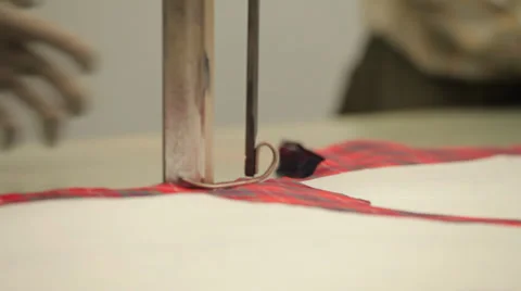 Cutting cotton texture with electric machine Stock Footage 31442920