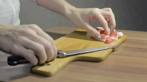 Cutting a crab meat Stock Footage 56140532