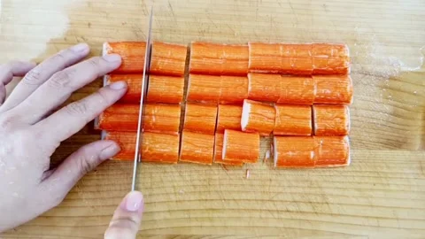 Cutting crab meat Stock Footage 205419292