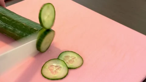 Cutting cucomber Stock Footage 319247953