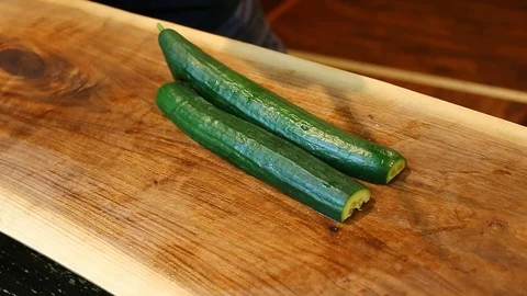 CUTTING CUCUMBER 2 Stock Footage 85664846