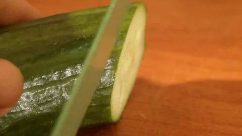 Cutting a cucumber close up Stock Footage 87092063