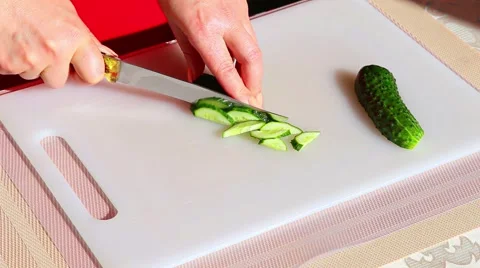 Cutting cucumber Stock Footage 50887631