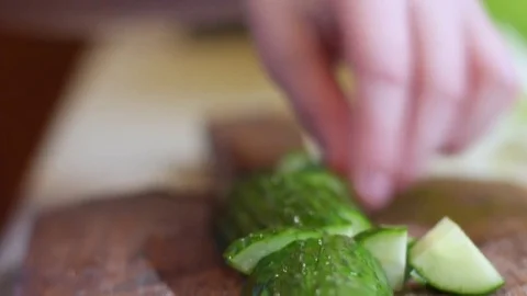 Cutting cucumber order Stock Footage 73120026