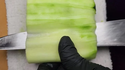 Cutting Cucumber For Sushi Roll Stock Footage 232443169