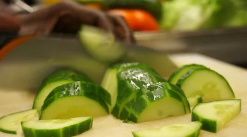 Cutting cucumbers Stock-Footage 44794892