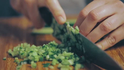 Cutting cucumbers HD60fps Stock Footage 91481747