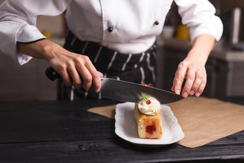 Cutting cupcake filled with decorated Stock Photos