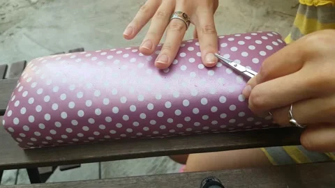 Cutting the cuticle with a manicure machine Stock Footage 138300597