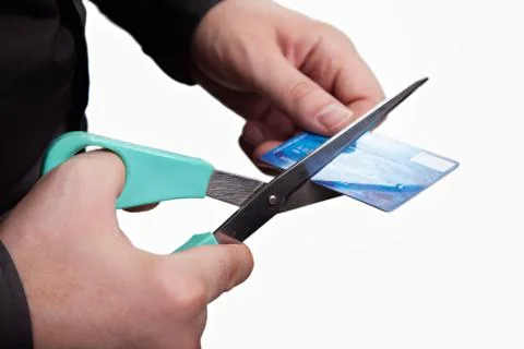 Cutting debts concept - scissors and credit card Stock Photos