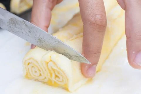 Cutting dessert Stock Photos