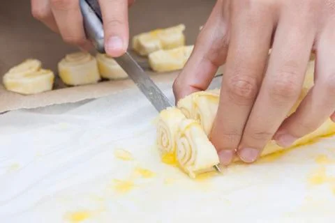 Cutting dessert Stock Photos