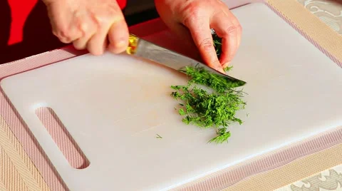 Cutting dill Stock Footage 50890374