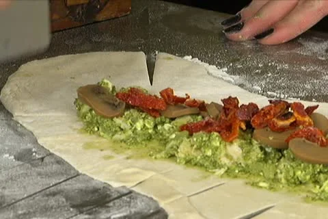 Cutting Dough for Braided Bread Stock Footage 10684610