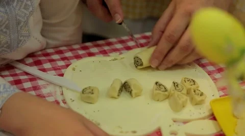 Cutting dough circles Stock Footage 64258698