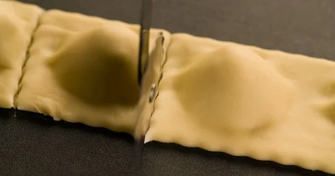 Cutting Dough for Ravioli Top view shot cooking 4K Stock Footage 104061129