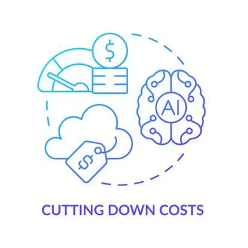 Cutting down costs blue gradient concept icon Illustrazione stock