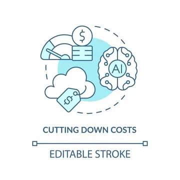 Cutting down costs turquoise concept icon Stock Illustration