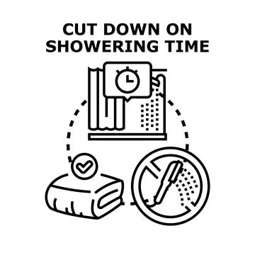 Cutting down on showering time concept vector Stock Illustration