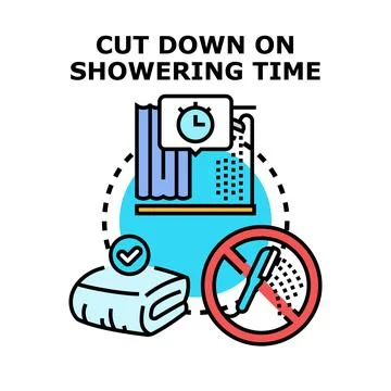 Cutting down on showering time concept vector Stock Illustration