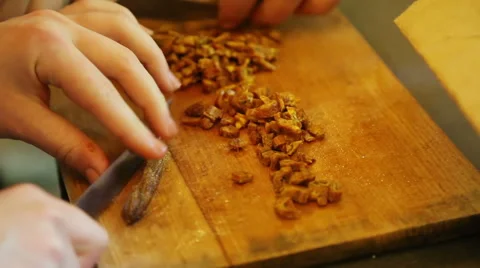 Cutting dry banana Stock Footage 40617650