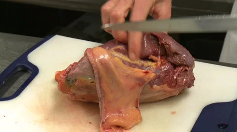 Cutting duck breast 01 HD Stock Footage 5501340