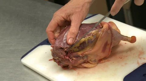 Cutting duck breast 02 HD Stock Footage 5501355