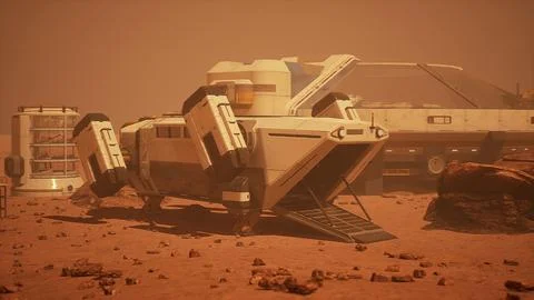 Cutting-edge base for colonizing Mars Stock Illustration