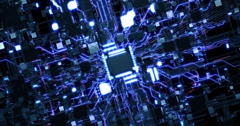 Cutting Edge CPU Processor Effectively Analyzing Data Flow. Stock Footage 306324299