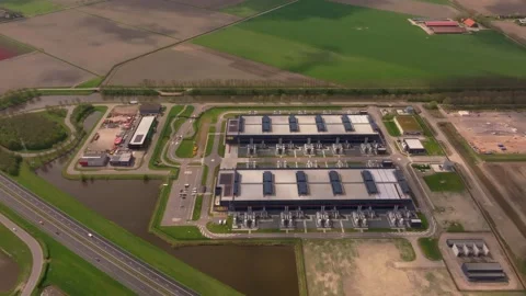 Cutting-edge digital center seen from above in North Holland Stock Footage 307359166