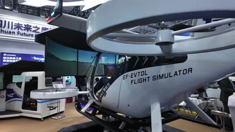 Cutting-edge EF-EVTOL Flight Simulator Displayed at Tech Expo Stock Footage 324845515