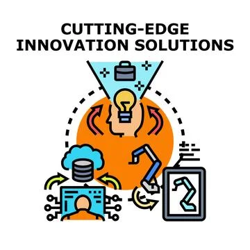 Cutting edge innovation solutions developing new technologies イラスト素材