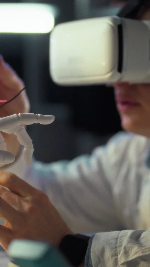 In a cutting-edge laboratory an engineer surrounded by innovative technology Stock Footage 331599954