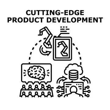 Cutting edge product development innovation process concept Stock Illustration