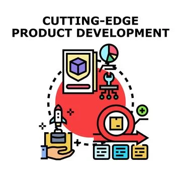 Cutting edge product development process creating innovative solutions Stock Illustration