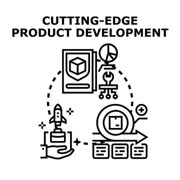 Cutting edge product development process creating innovative solutions Stock Illustration