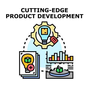 Cutting edge product development stages icon concept イラスト素材