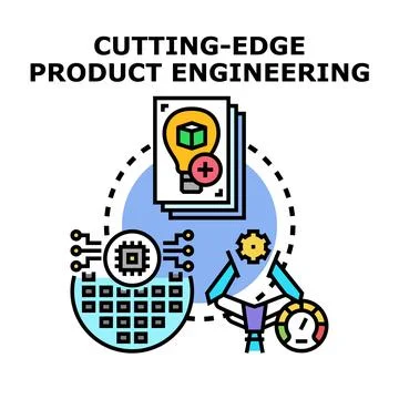 Cutting edge product engineering concept creating new solutions Stock Illustration