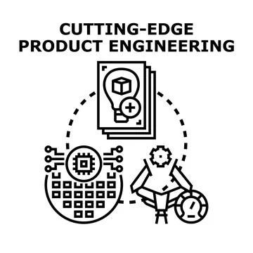 Cutting edge product engineering concept creating new solutions Stock Illustration