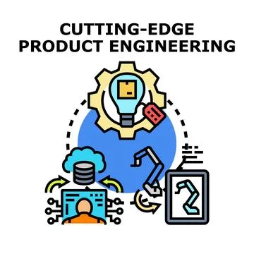 Cutting edge product engineering developing new modern solutions Stock Illustration